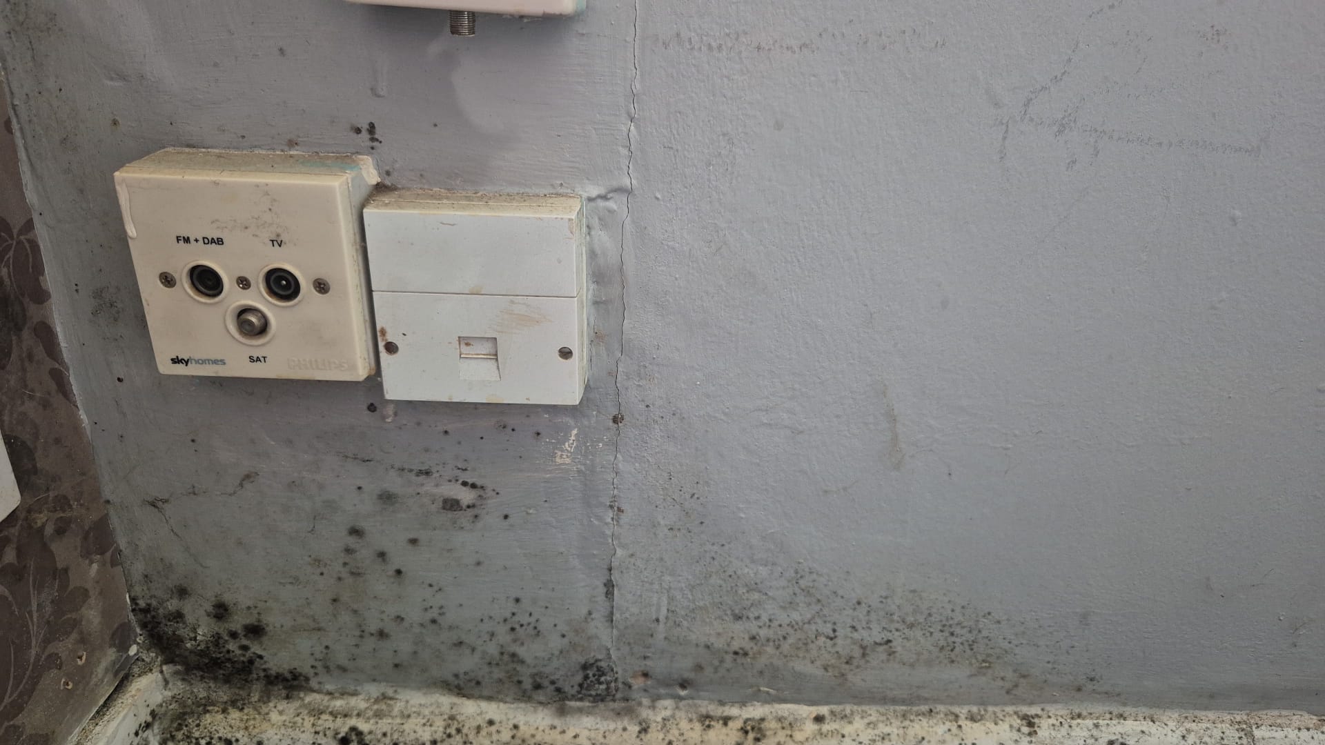 Severe black mould growth on bedroom wall in rented property in Hull